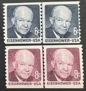 Scott#: 1401, 1402 - Dwight D. Eisenhower 6¢ 1970 BEP Line Pair MNHOG - Lot 4