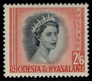 RHODESIA & NYASALAND QEII SG12, 2s 6d black & rose-red, NH MINT.