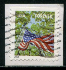 4782b US (49c) Flag in Spring SA bklt, used on paper dated 2014