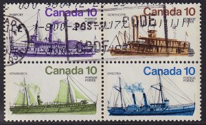 Canada - 1976 - Scott #703a - used block of 4 - Inland Vessels