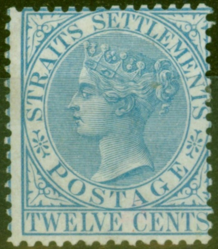 Straits Settlements 1867 12c Blue SG15 Fine Mtd Mint