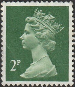 Great Britain #MH26var. 1988 2p Dp Green QEII Machin Head USED-VF.