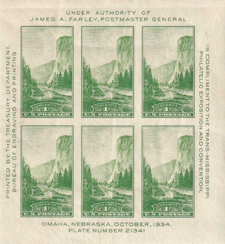 US: 1934 Trans-Mississippi Philatelic Expos., S/S, Sc #751, MNH (S19882) 