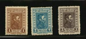 1933 Uruguay Artigas Litho 483A / 483C complete MLH stamp set