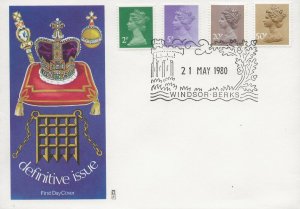 21/5/1980 2p,5p QUESTA,20p WADDINGTON,50p HARRISON FDC