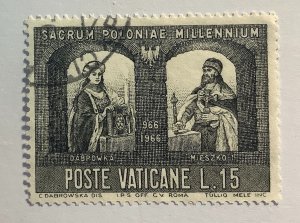 Vatican 1966 Scott 433 used - 15L, Mieszko I and Queen,  Christianity Millennial