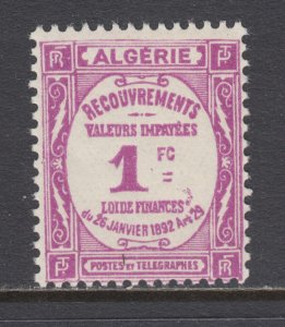 Algeria Sc J16 MNH. 1927 1fr bright violet Postage Due, fresh clean gum, bright