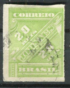 BRAZIL; 1889 classic Newspaper issue fine used 20r. value