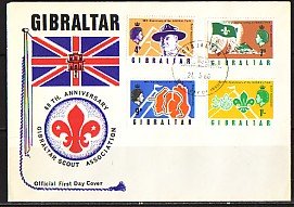 Gibraltar, Scott cat. 209-212. Scouting Anniversary issue. First day cover. ^