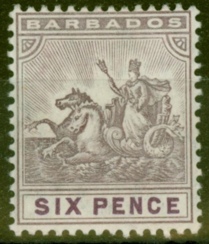 Barbados 1910 6d Dull & Brt Purple SG168 Fine Mtd Mint