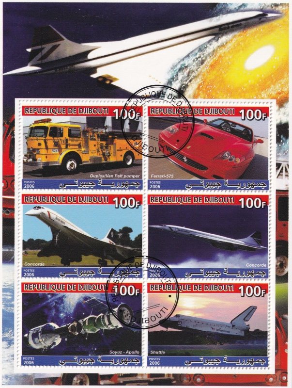 SA19i Djibouti 2006 Transport used  Souvenir sheet, Cinderella