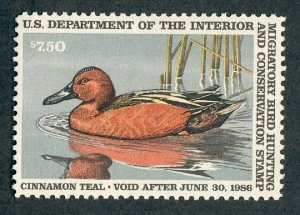 RW52 MNH Cinnamon Teal Federal Duck single