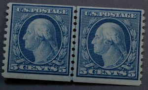 United States #496 5 Cent Washington Coil Line Pair MNH