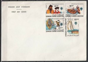 Mauritania, Scott cat. 495-498. Scout. REDUCED. Creased Large First day cover. ^