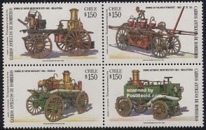 Chile 1994, Fire engines 4v [+], MNH