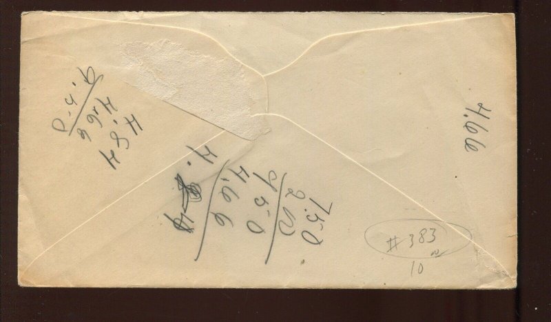 383 Schermack Used on J. K. Rice & Co NYC Cover MG120