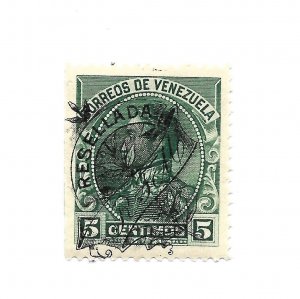 VENEZUELA 1900 OVERPRINTED STAMP BOLIVAR GREEN 5C SCOTT 150 MI 61 MINT HINGED