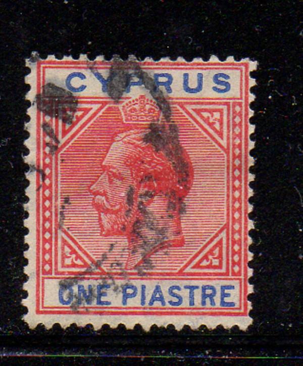 Cyprus Sc 64 1912 one piastra George V stamp used