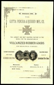 1882 GUTTA PERCHA & RUBBER  Cover & Advertising Enclosure New York