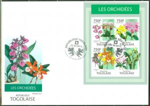 TOGO 2013 ORCHIDS  SHEET FIRST DAY COVER