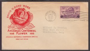 1936 ARKANSAS 100 years Sc 782-51d 1st Arkansas Centennial Commission cachet