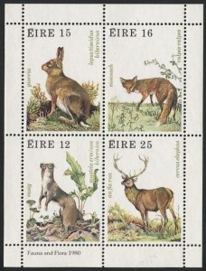 IRELAND 1980 Sc 483a  Mint NH s/s - Fauna Irish animals