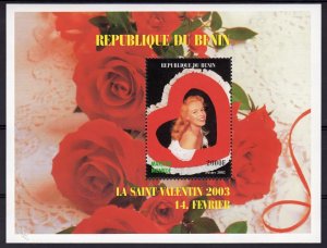 Benin 2003 St.Valentine's Day-Marilyn Monroe-Roses S/S Perforated MNH VF