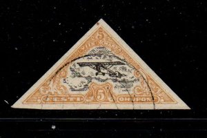 Estonia Sc C9 1924 5m monoplane Airmail imperforate stamp used