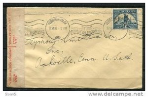 South Africa 1941 Cover to USA Censored Gold Mine