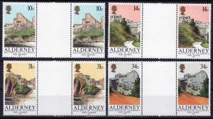 ZAYIX Alderney 28-31 MNH Gutter Pairs Forts Military Grosnez Tourgis 092023SM87M