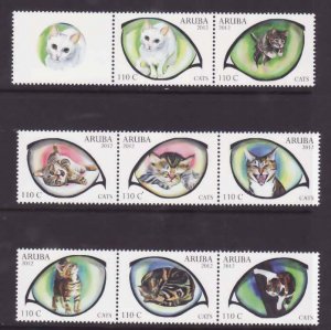 Aruba-Sc#401-8- id5-unused NH set-Animals-Cats-2012-