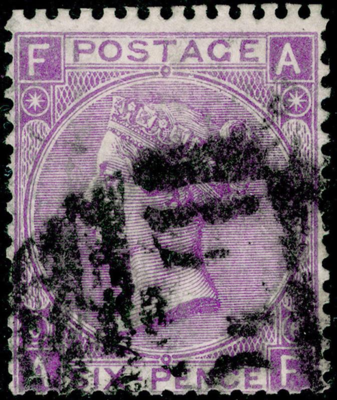 SG107, 6d bright violet PLATE 6, good USED. Cat £100. AF