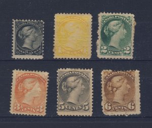 6x Canada Small Queen Mint Stamps #34-35-36-37-42-43 Guide Value = $275.00