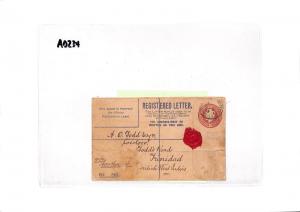 AD234 1913 GB Manchester Registered Postal Stationery Cover PTS