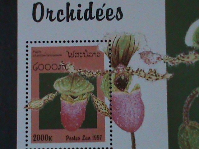 LAOS-1997-SC#1328-LOVELY BEAUTIFUL CHAMBERLAINIANUM ORCHIDS- -MNH S/S VF