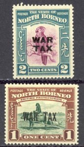 North Borneo Sc# MR1-MR2 MH 1941 overprints War Tax