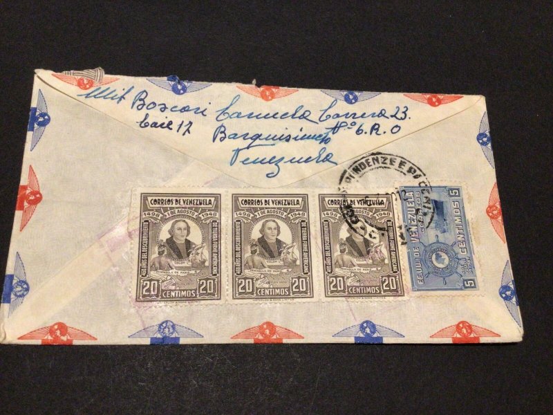 Venezuela 1948 to Italy airmail postal cover Ref 59698 