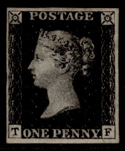 GB QV SG2, SCARCE 1d black PLATE 4, M MINT. Cat £13000. TF 