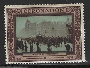 Great Britain, King George VI 1937 Coronation: Opening Parliament, Poster Stamp