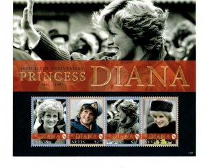 Nevis 2011 - Princess Diana - Sheet of 4 Stamps Scott #1676 - MNH
