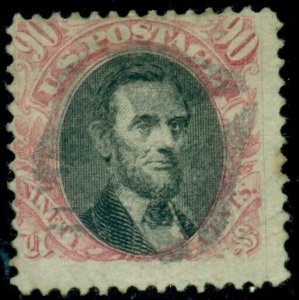 US #122, 90¢ carmine & black, used w/light cancel, Miller cert, Scott $1,900.00