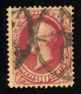 US Scott 166 Used 90 Cent Rose Carmine 1875 4 margins  Lot T913 bhmstamps