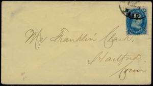 #63 DOT IN U ON COVER DROP LETTER HARTFORD, CT. PAID BQ6348