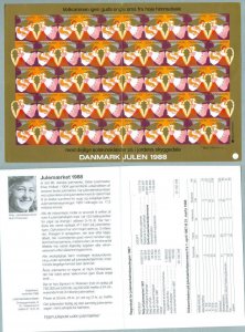 Denmark. 1988 Christmas Seal . Imprinted Sheet. Association Statement 1987.