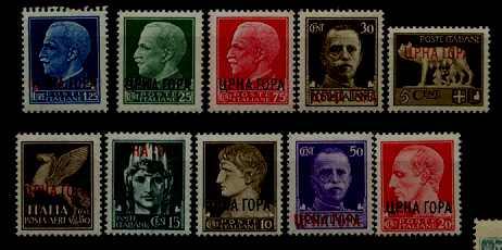 Montenegro 2N15-23, 10 MNH values SCV17+