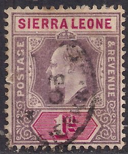 Sierra Leone 1903 KEV11 1d Purple & Carmine used SG 74 ( B867 )