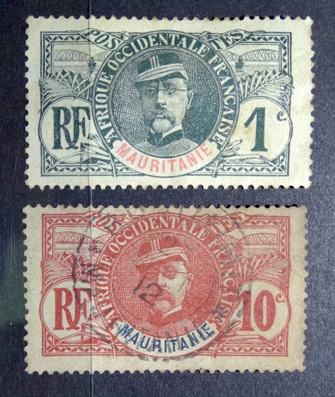 MAURITANIA 1906 SC#1 & SC#5 Pair - General Louis Faidherbe USED HINGED