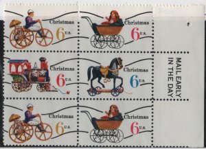 1418c 6c Christmas Toys Precancels Mail Early Block of 6