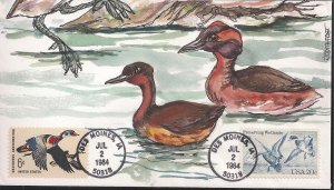 Judith Fogt Hand Painted Combo FDC for the 1984 20c Preserving Wetlands Stamp