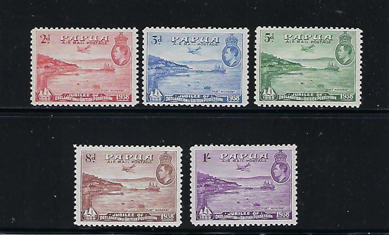 PAPUA SCOTT #C5-C9 1939-41 AIR MAILS- MINT HINGED/LIGHT HINGED